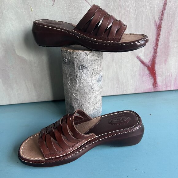 NWOT Dr. Scholl's Reba II Strappy Slip On Sandals Leather Woven Comfort Size 6 - Picture 12 of 12